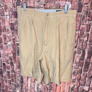 Daniel Cremieux Collection Monaco Beige Linen Shorts 33 Flat Front mens Short